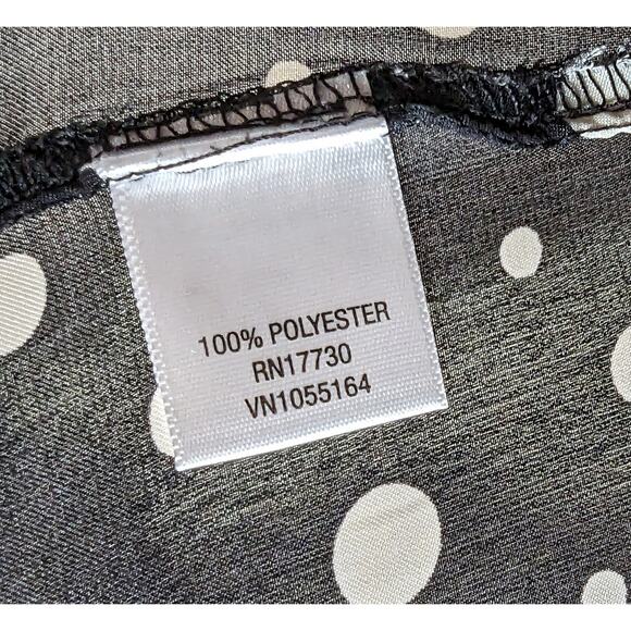 Merona Black & White Polka Dot Button Tie Neck Long Sleeve Satin Blouse Top XXL - Picture 8 of 8